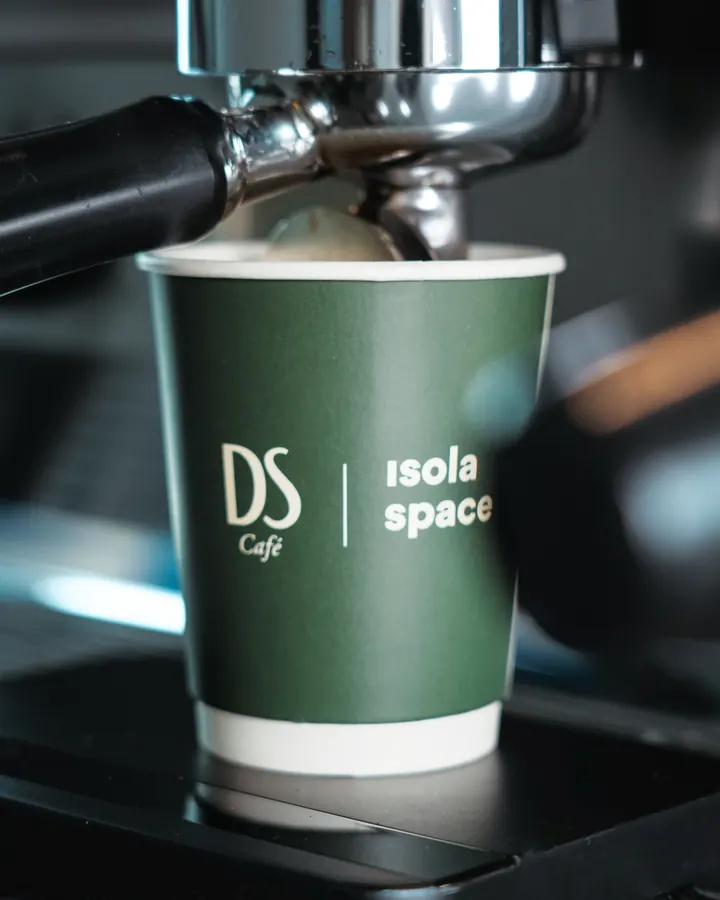 DS Café cup under the espresso machine